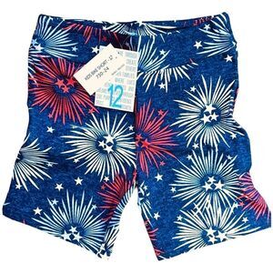 LuLaRoe Kids Size 12 Biker Shorts • Americana Collection •Navy Blue w/ Fireworks